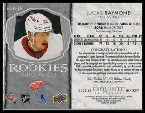 2021-22 UD The Cup Lucas Raymond Exquisite Collection Rookie Auto Patch #/25 