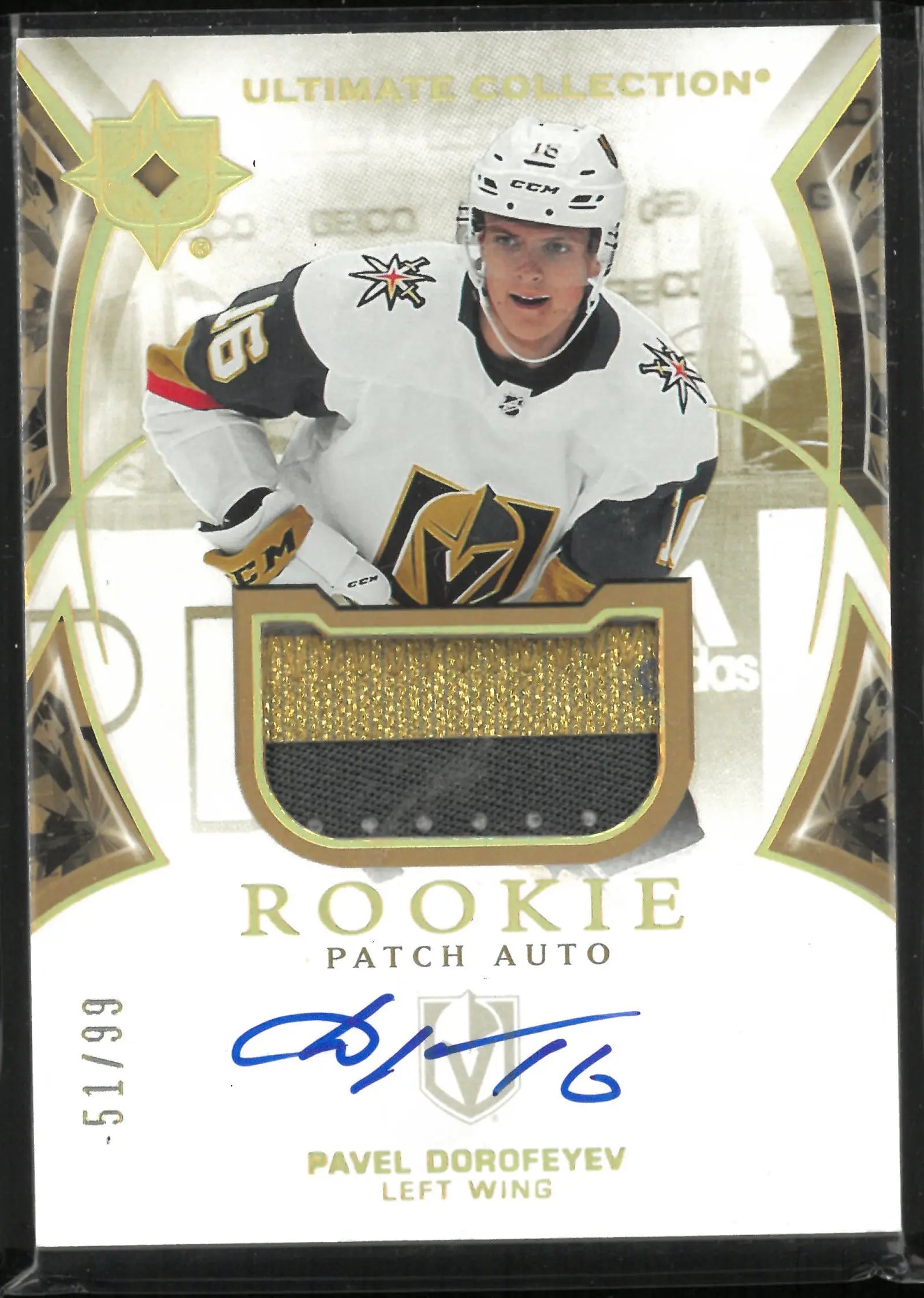2021-22 UD Ultmiate Collection Rookie Patch Autograph Pavel Dorofeyev Auto RC/99 