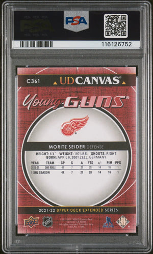 2021-22 Upper Deck Extended Series UD Canvas Young Guns RC Moritz Seider PSA 10 