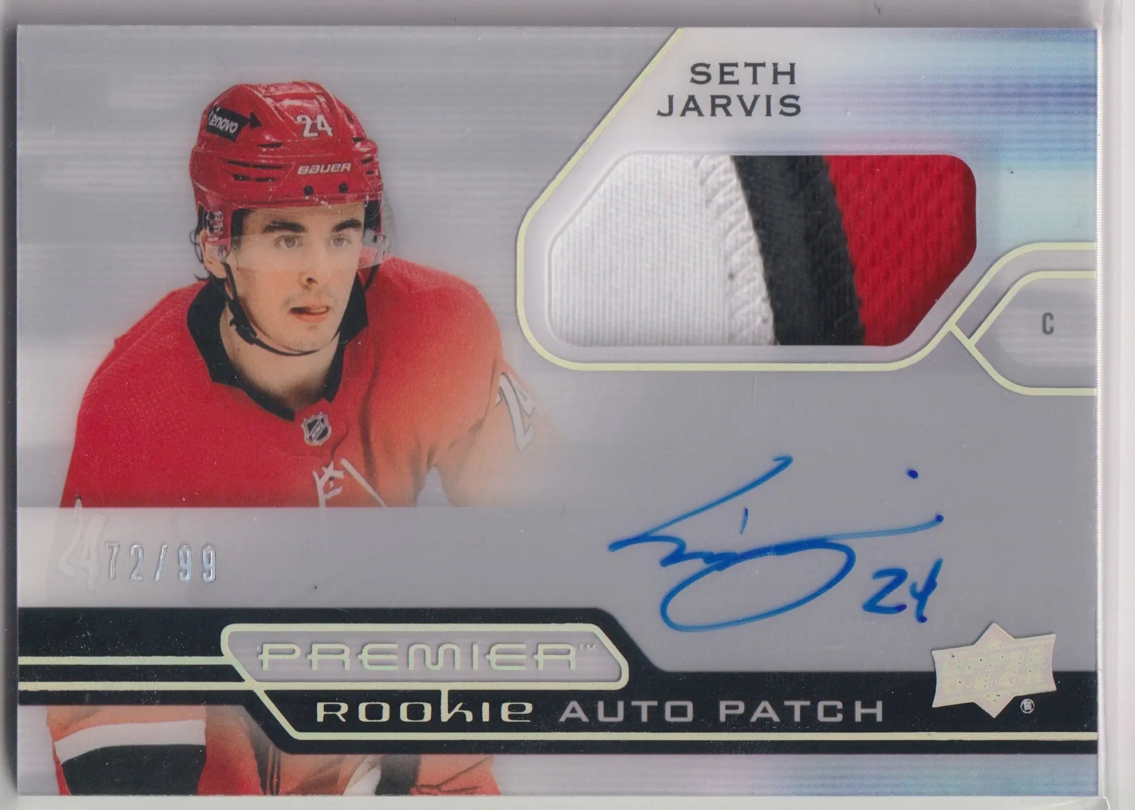 2021-22 Upper Deck Premier Rookie Patch Autograph Seth Jarvis Auto /99 