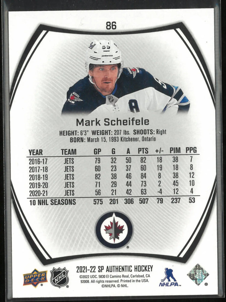 2021-22 Upper Deck SP Authentic Limited Mark Scheifele 1/1 