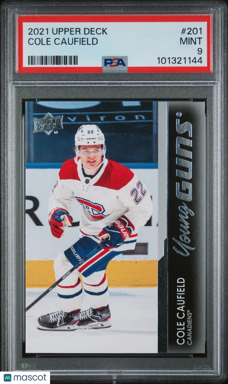 2021-22 Upper Deck Series 1 Cole Caufield Young Guns RC Rookie #201 PSA 9 
