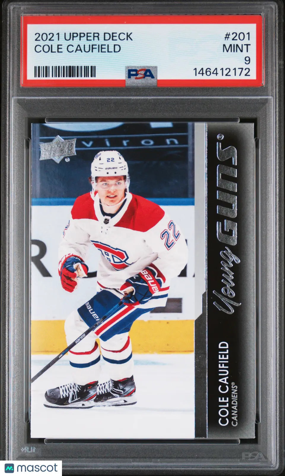 2021-22 Upper Deck Series 1 Cole Caufield Young Guns RC Rookie #201 PSA 9 