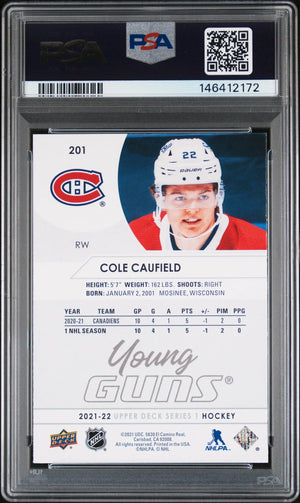 2021-22 Upper Deck Series 1 Cole Caufield Young Guns RC Rookie #201 PSA 9 