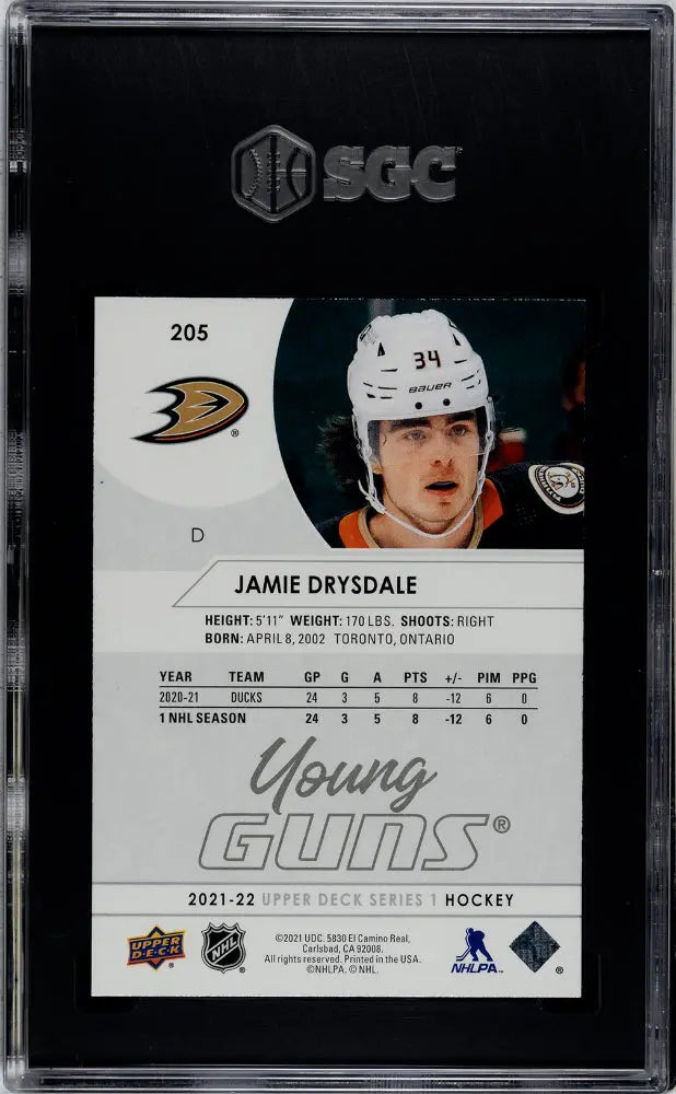 2021-22 Upper Deck Series 1 Hockey Jamie Drysdale Young Guns SGC 9 