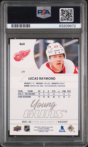 2021-22 Upper Deck Series 2 Hockey Lucas Raymond Young Guns RC PSA 10 