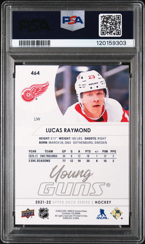 2021-22 Upper Deck  Series 2 Hockey Lucas Raymond Young Guns RC PSA 9 