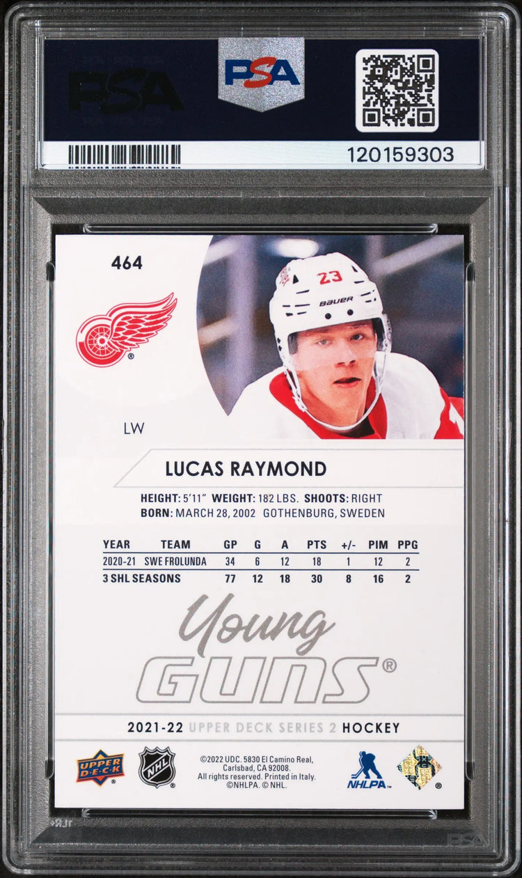 2021-22 Upper Deck  Series 2 Hockey Lucas Raymond Young Guns RC PSA 9 