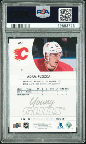 2021-22 Upper Deck Series 2 Young Guns Rookie Adam Ruzicka RC PSA 10 