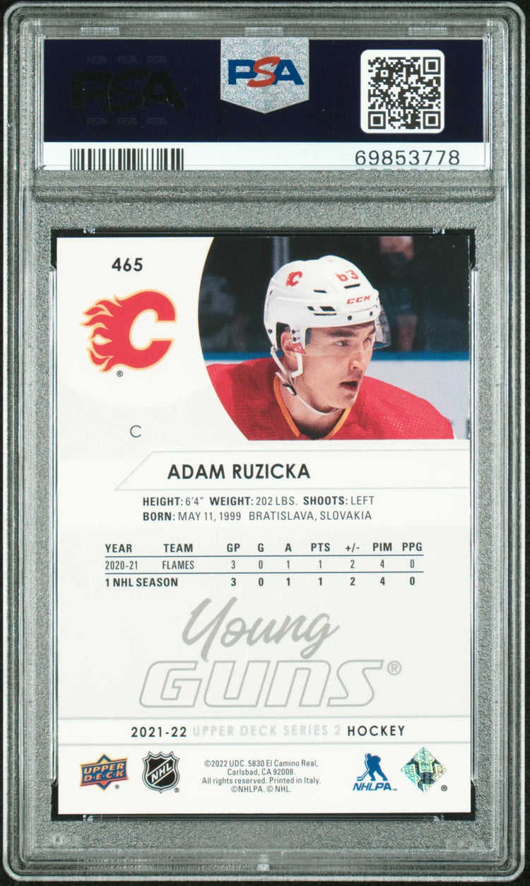 2021-22 Upper Deck Series 2 Young Guns Rookie Adam Ruzicka RC PSA 10 
