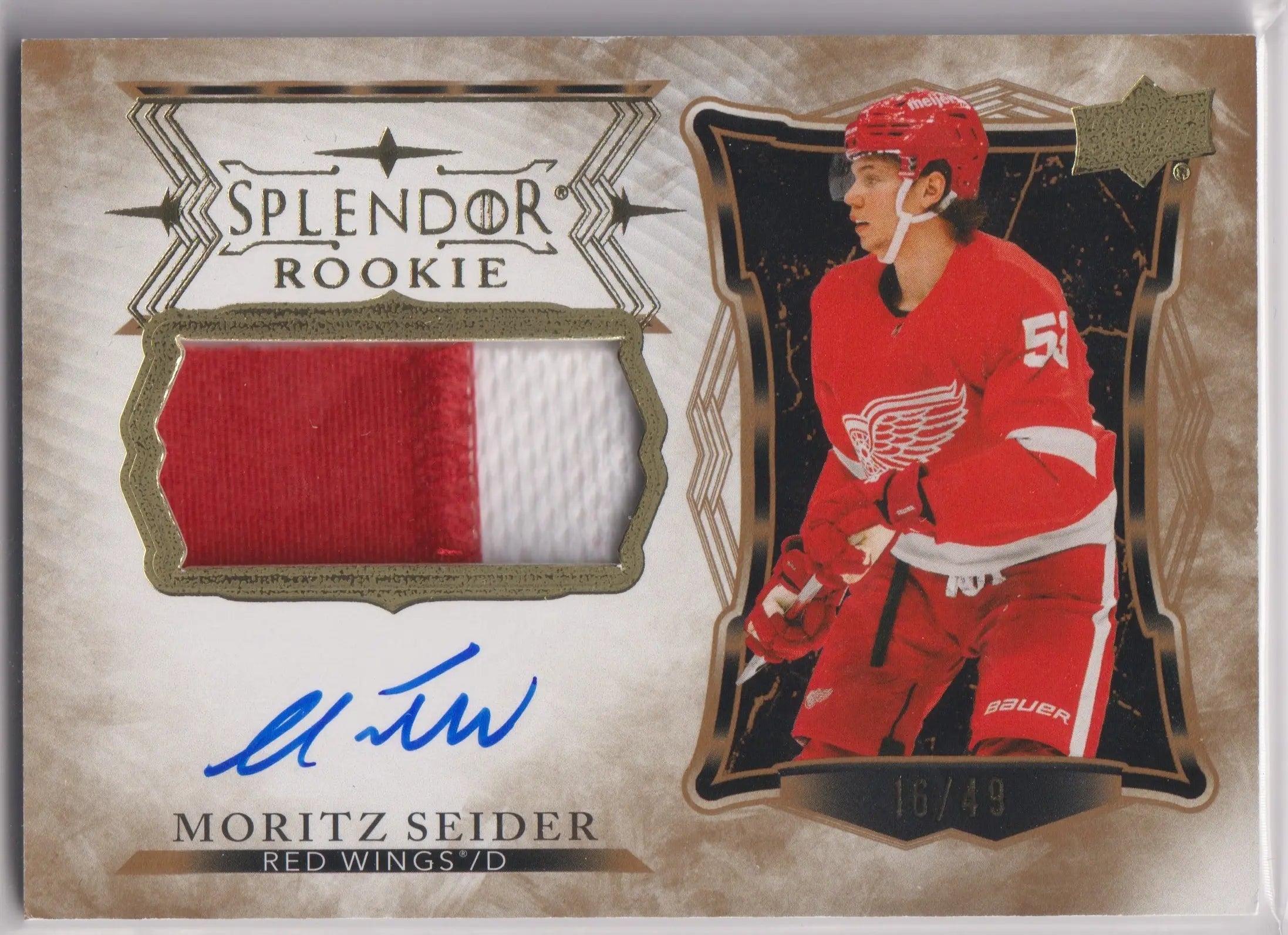 2021-22 Upper Deck Splendor Rookie Patch Autograph Moritz Seider Auto /49 RC 