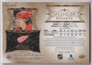 2021-22 Upper Deck Splendor Rookie Patch Autograph Moritz Seider Auto /49 RC 