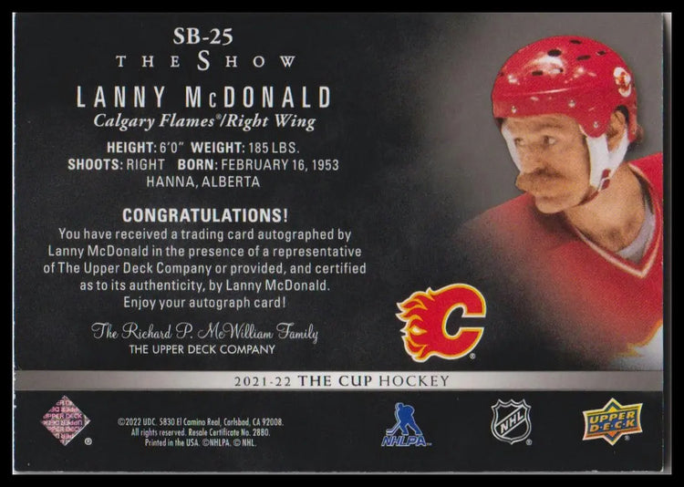 2021-22 Upper Deck The Cup Lanny McDonald The Show Black Auto 