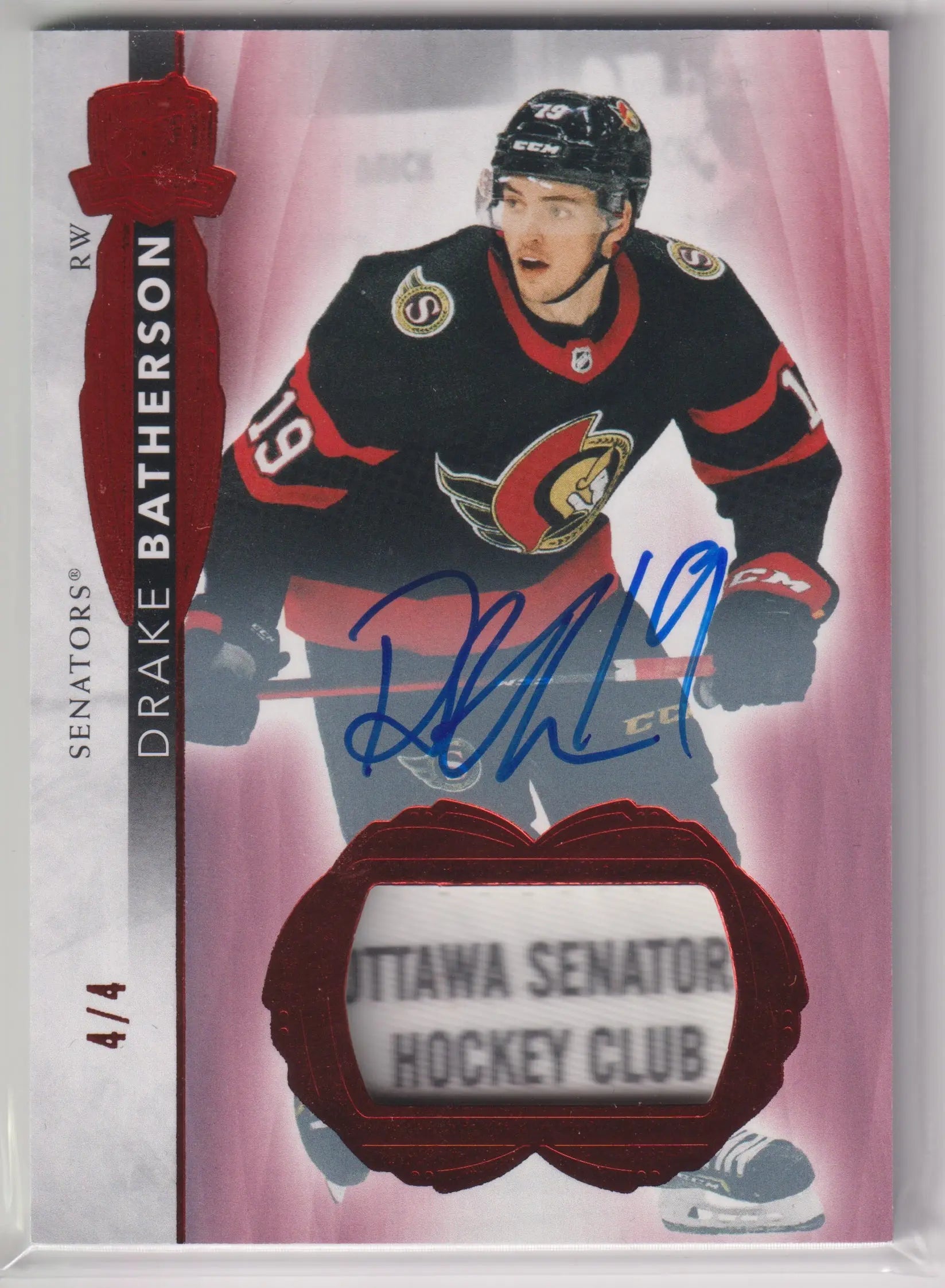 2021-22 Upper Deck The Cup Patch Autograph Drake Batherson Auto Red /4 