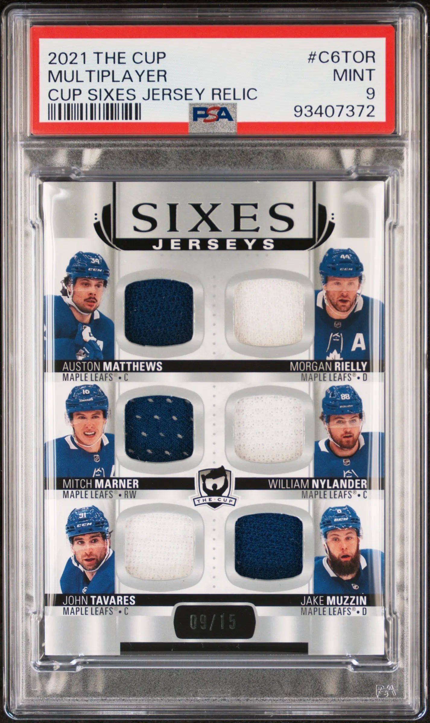 2021-22 Upper Deck The Cup Sixes Jersey Relics Multiplayer /15 PSA 9 