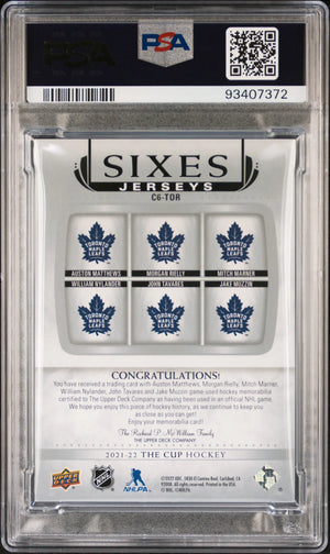 2021-22 Upper Deck The Cup Sixes Jersey Relics Multiplayer /15 PSA 9 