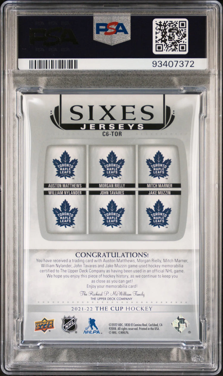2021-22 Upper Deck The Cup Sixes Jersey Relics Multiplayer /15 PSA 9 