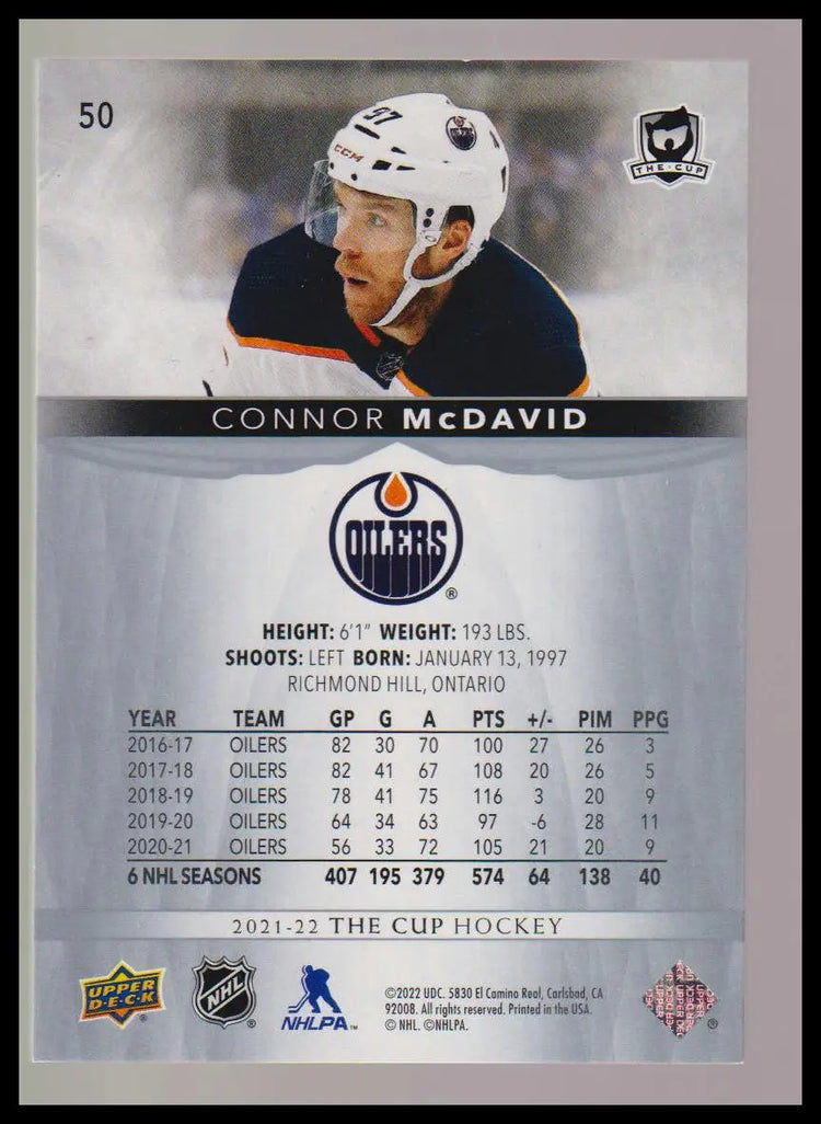 2021-22 Upper Deck The Cup #50 Connor McDavid #/249 