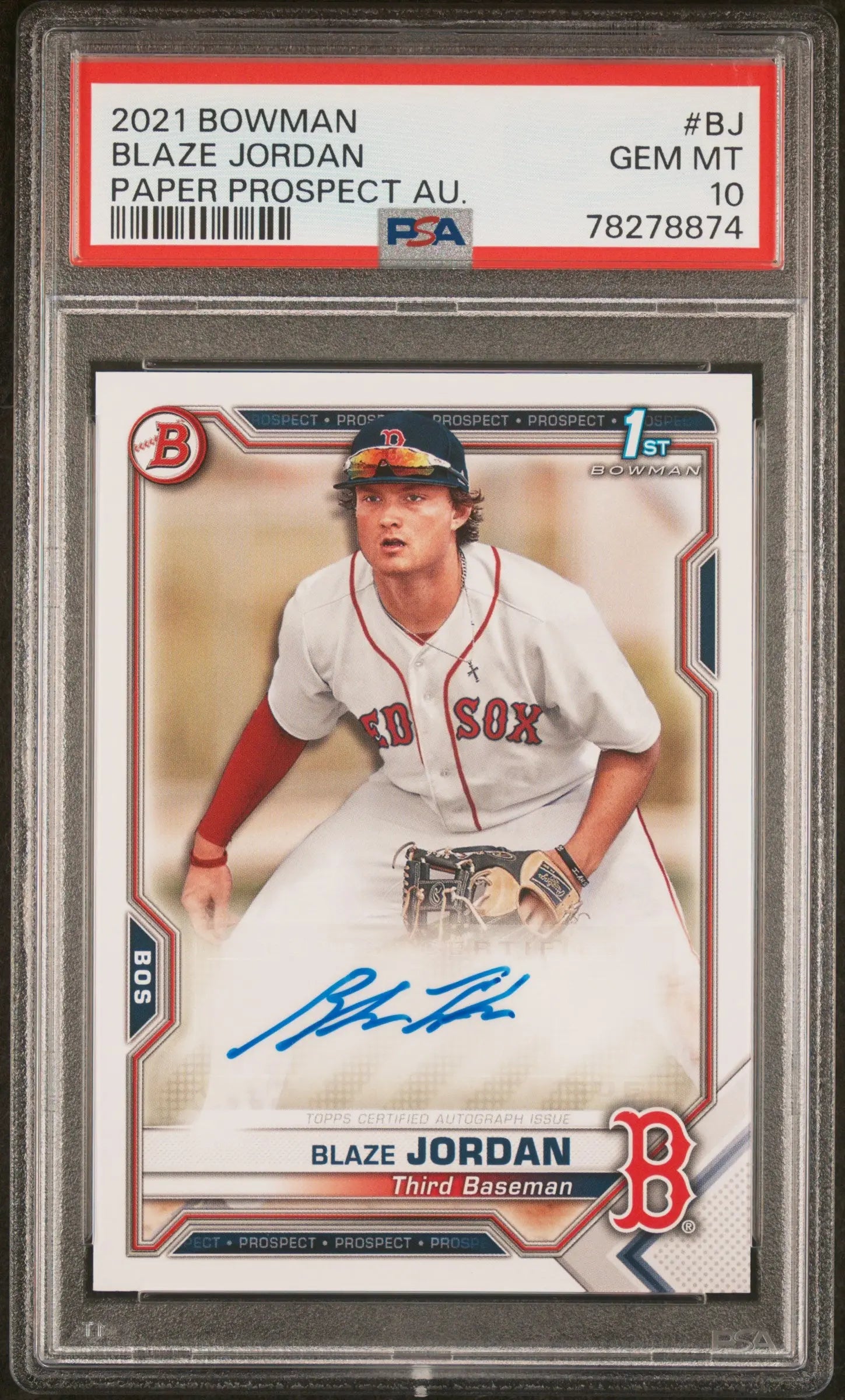 2021 Bowman Paper Prospect Autographs Blaze Jordan Auto PSA 10 