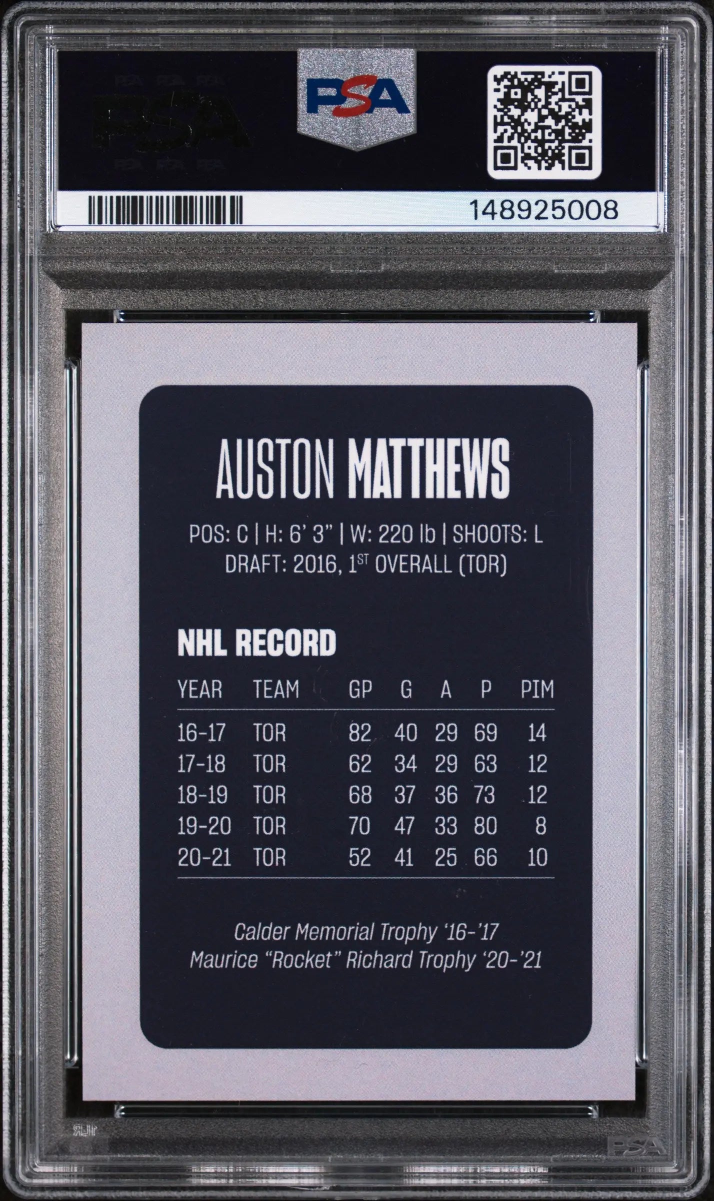 2021 CCM All Out Autograph Auston Matthews /500 Auto PSA 9 Auto A 