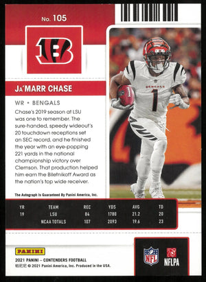 2021 Contenders Football RC Rookie Ticket Auto Ja'Marr Chase 