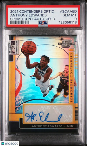 2021 Contenders Optic Basketball Sophomore Auto Anthony Edwards Gold PSA 10 /10 