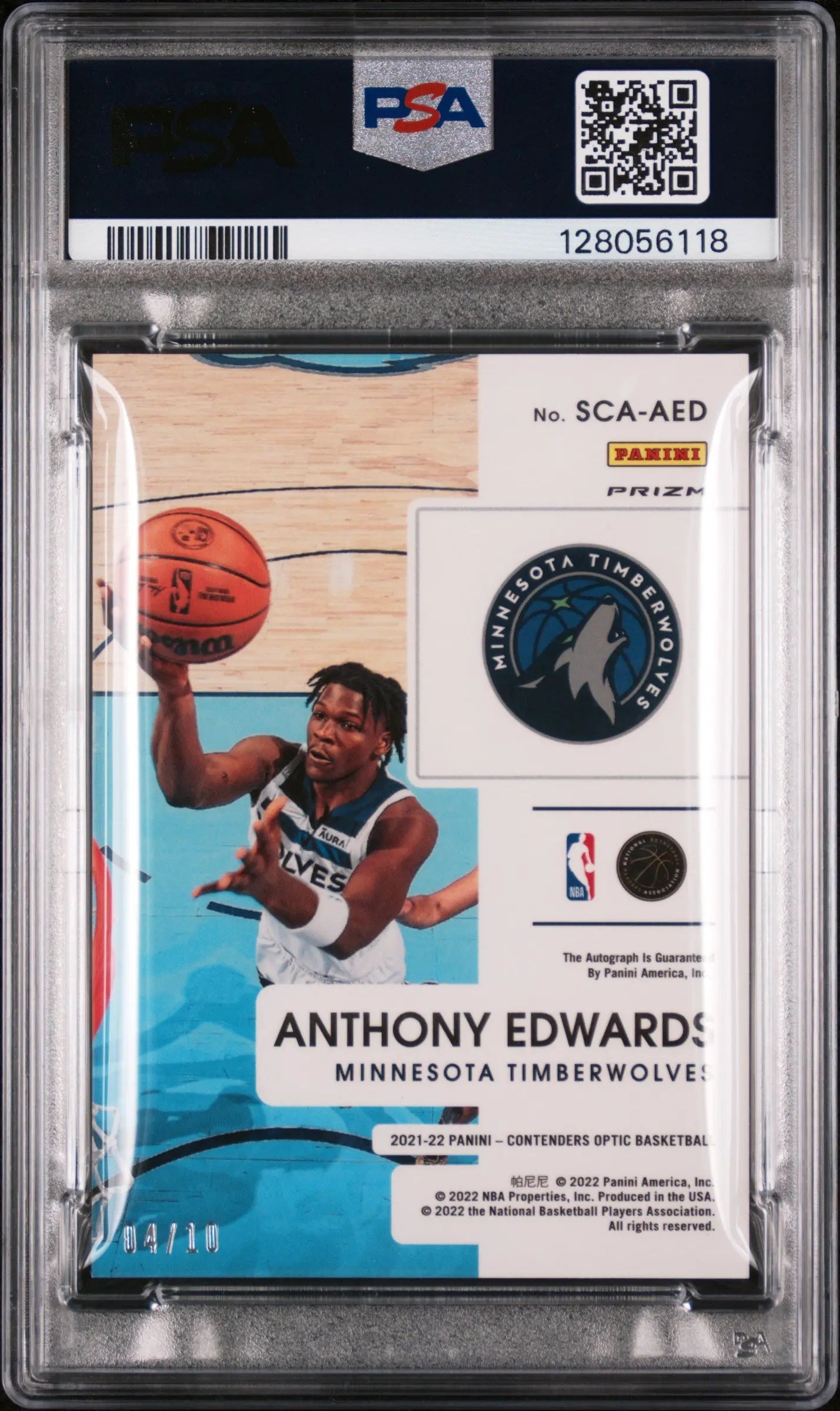 2021 Contenders Optic Basketball Sophomore Auto Anthony Edwards Gold PSA 10 /10 