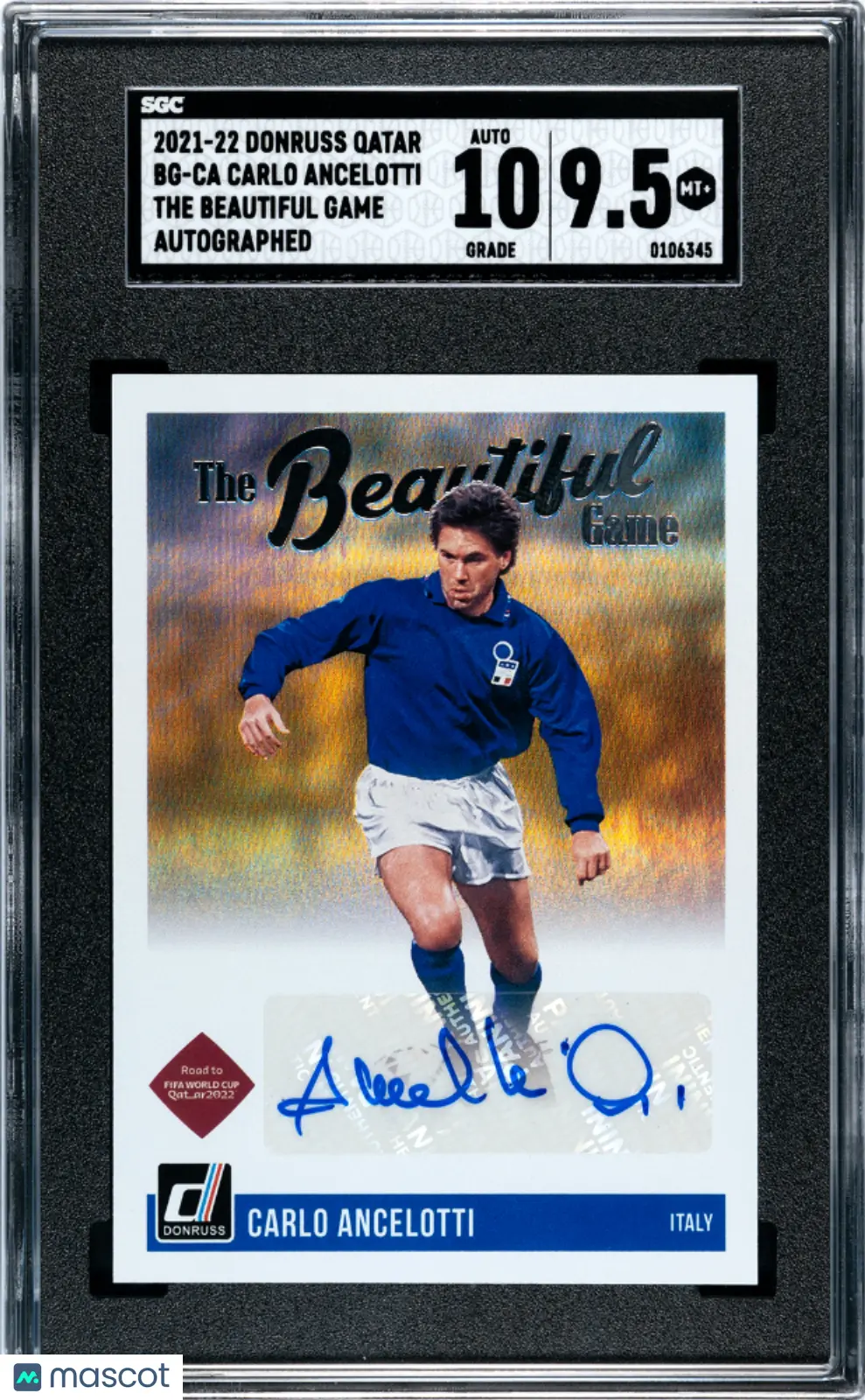 2021 Donruss Road To Qatar Carlo Ancelotti The Beautiful Game Auto SGC 9.5 