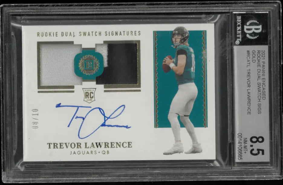 2021 Encased RC Dual Swatch Signatures Auto Gold Trevor Lawrence BGS 8.5 /10 