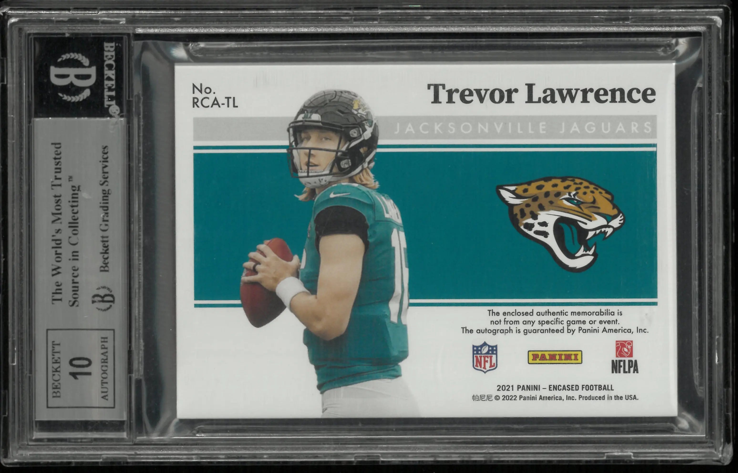 2021 Encased RC Dual Swatch Signatures Auto Gold Trevor Lawrence BGS 8.5 /10 