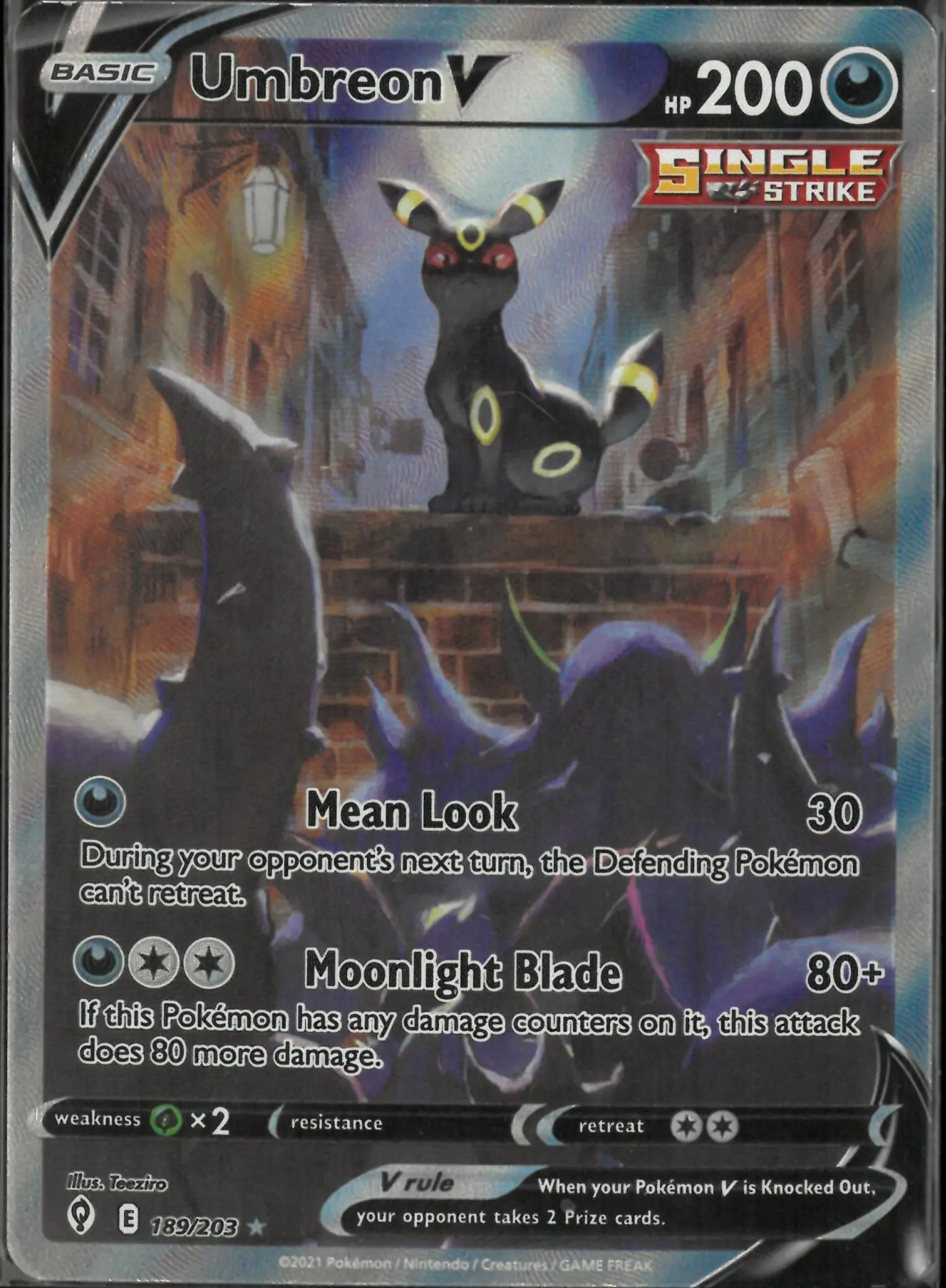 2021 Evolving Skies Ultra Rare Alternate Full Art Umbreon V 189/203 