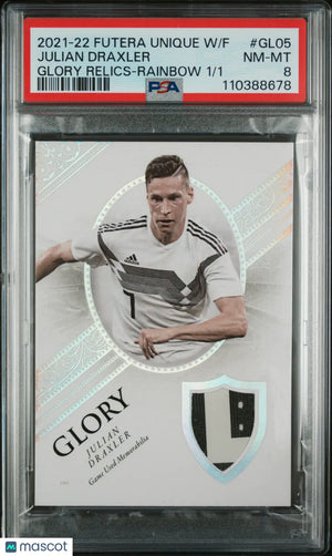 2021 Futera Unique World Football Glory Patch Julian Draxler Rainbow 1/1 PSA 8 