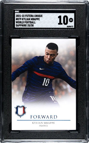 2021 Futera Unique World Football Kylian Mbappe Sapphire /30 SGC 10 