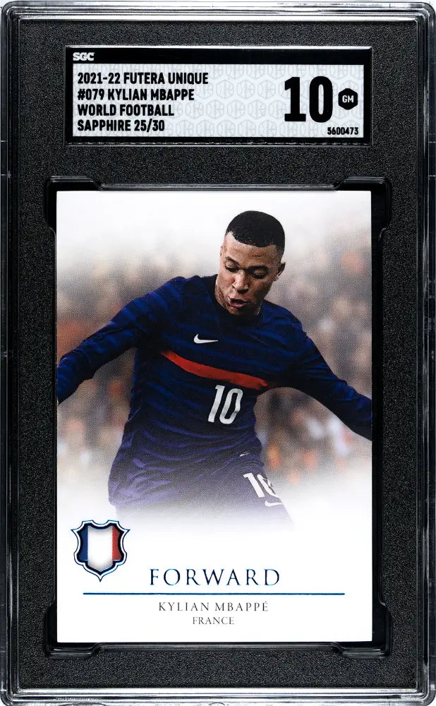 2021 Futera Unique World Football Kylian Mbappe Sapphire /30 SGC 10 