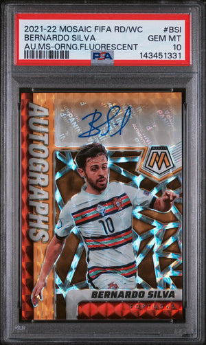 2021 Mosaic FIFA Rd To WC Bernardo Silva Auto MS Orange Fluorescent PSA 10 /50 