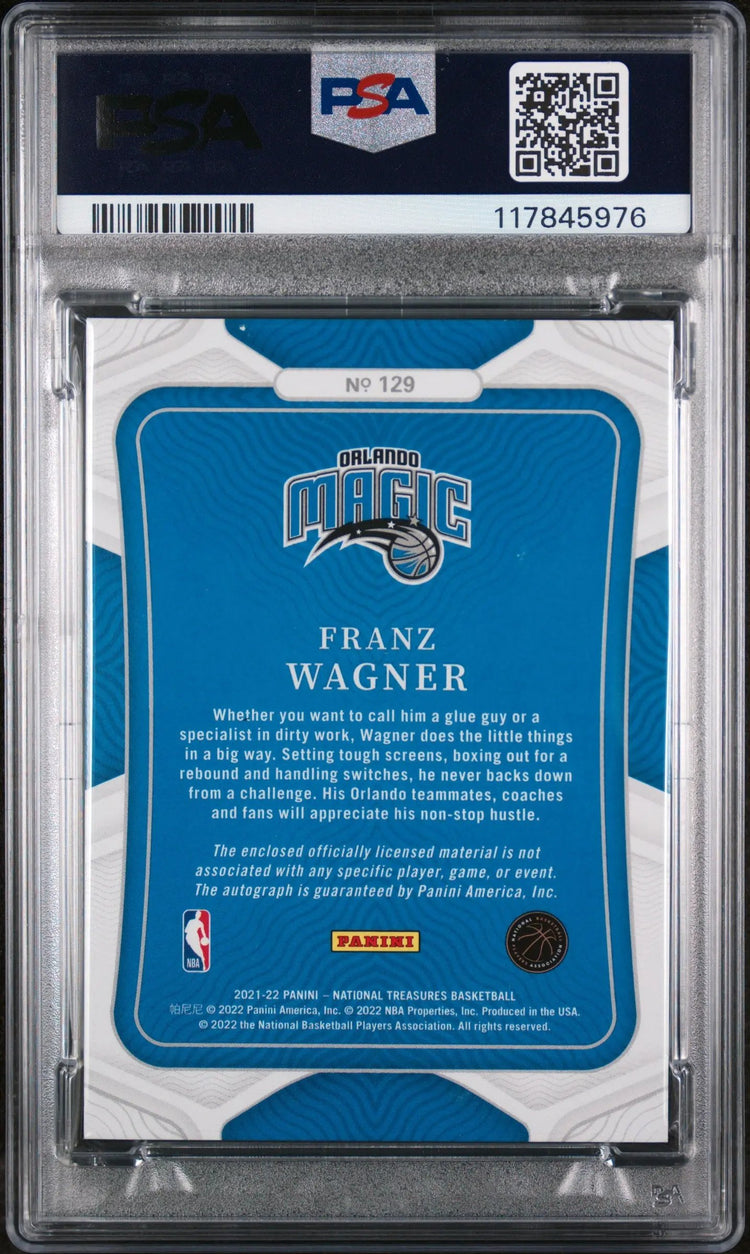2021 National Treasures Franz Wagner Rookie Patch Auto Bronze /49 PSA Authentic 
