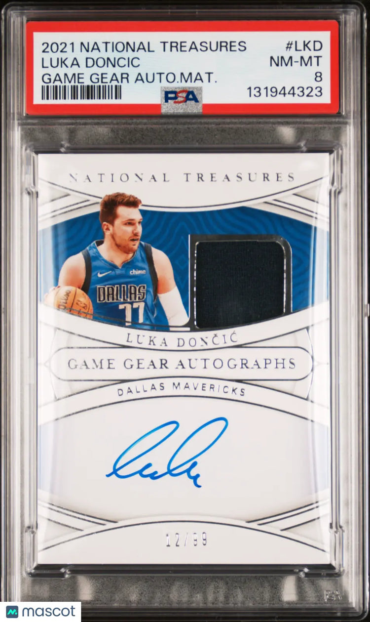 2021 National Treasures Game Gear Patch Auto Luka Doncic Autograph /99 PSA 8 