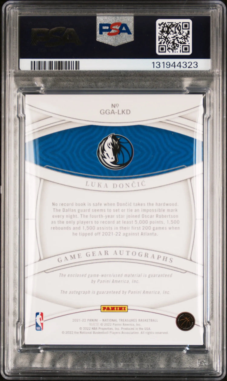 2021 National Treasures Game Gear Patch Auto Luka Doncic Autograph /99 PSA 8 