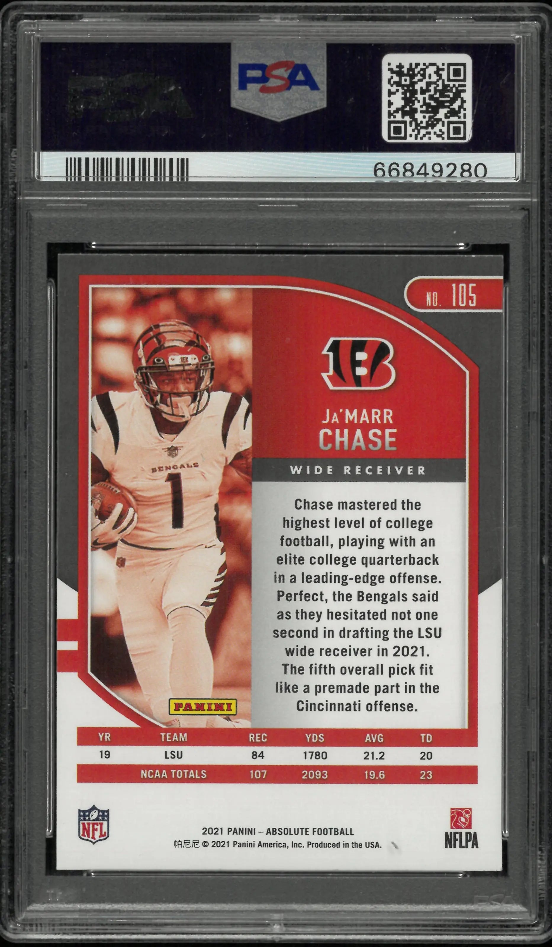 2021 Panini Absolute Ja'marr Chase Rookie RC PSA 10 
