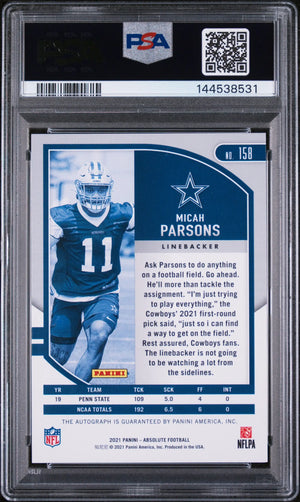 2021 Panini Absolute Rookie Autograph Micah Parsons RC Auto Signature PSA 9 