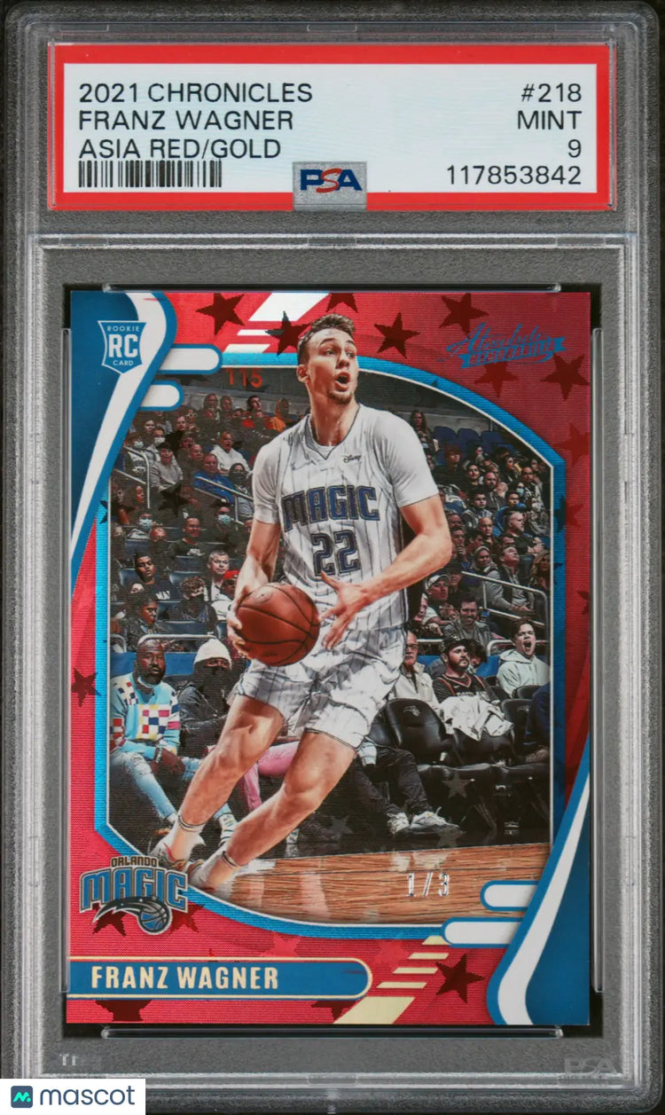 2021 Panini Chronicles Franz Wagner RC Rookie Asia Red Gold 1/3 PSA 9 