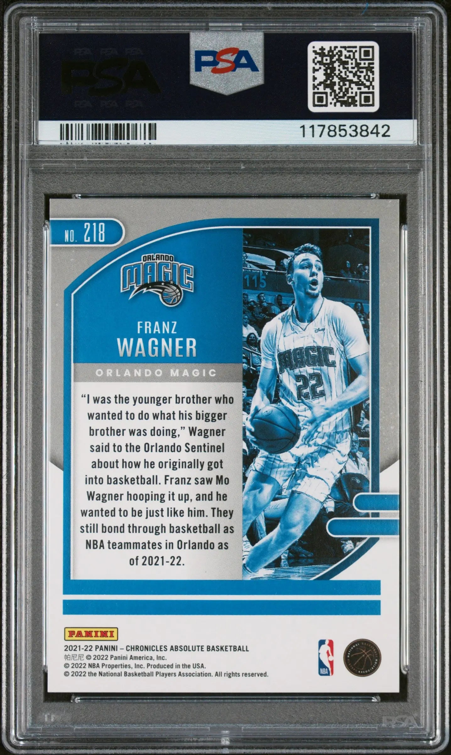 2021 Panini Chronicles Franz Wagner RC Rookie Asia Red Gold 1/3 PSA 9 