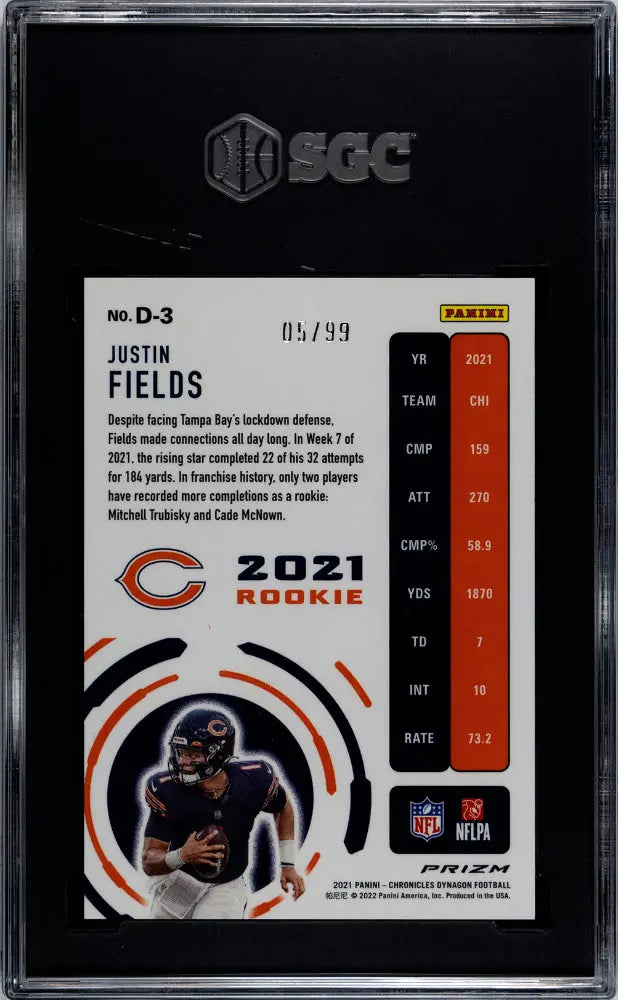 2021 Panini Chronicles SGC 10 Justin Fields RC Dynagon Red Prizm /99 