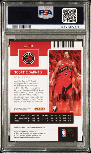 2021 Panini Contenders Basketball Scottie Barnes RC Rookie Ticket Auto PSA 9 