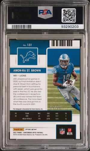 2021 Panini Contenders Optic Amon-Ra ST. Brown Rookie Autograph RC Teal PSA 9 