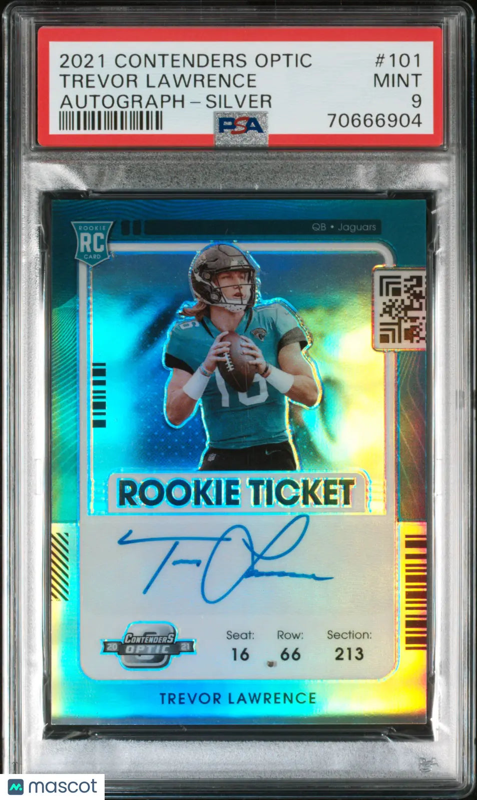 2021 Panini Contenders Trevor Lawrence Rookie Autograph Auto Silver RC PSA 9 