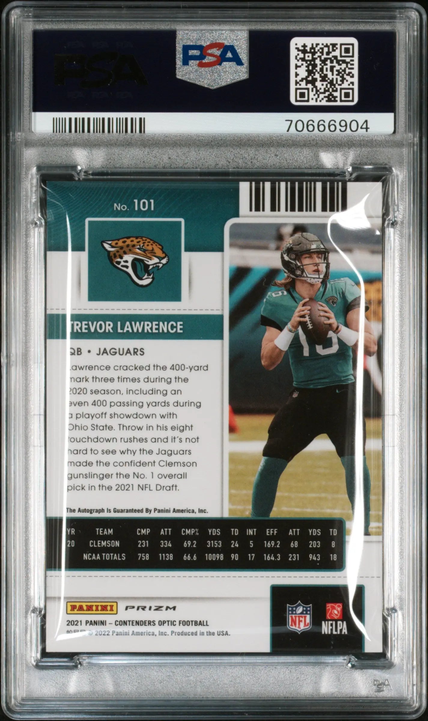 2021 Panini Contenders Trevor Lawrence Rookie Autograph Auto Silver RC PSA 9 