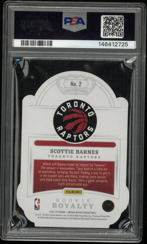 2021 Panini Crown Royale Rookie Royalty Scottie Barnes Asia Gold /10 RC PSA 8 