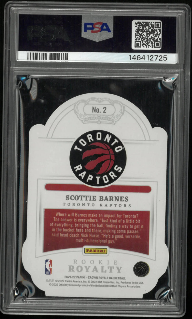 2021 Panini Crown Royale Rookie Royalty Scottie Barnes Asia Gold /10 RC PSA 8 