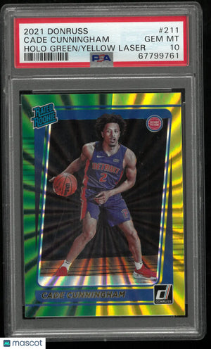 2021 Panini Donruss Cade Cunningham #211 Holo Green Yellow Laser PSA 10 